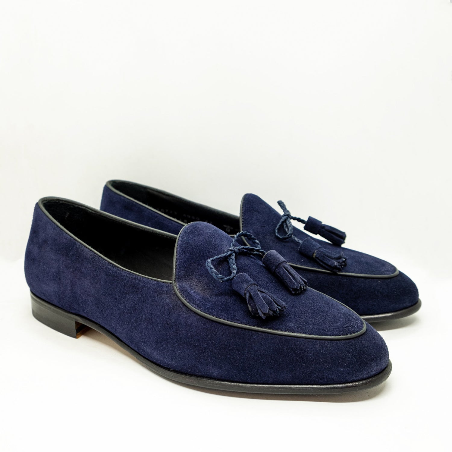 Berwick Belgian Tassel Loafer Navy Suede